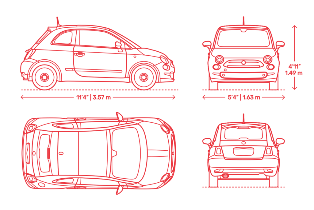 Dimensions d'une Fiat 500